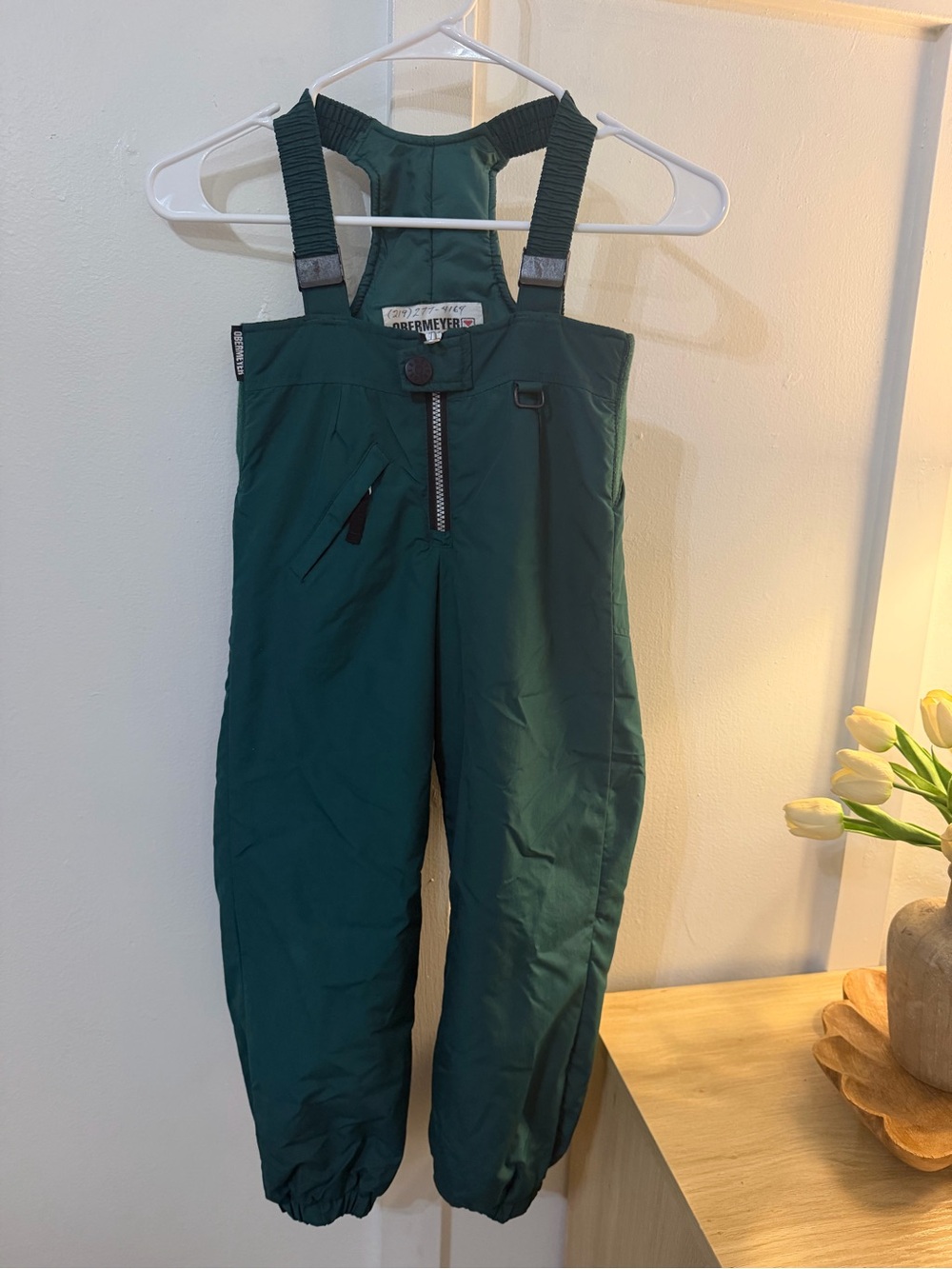 Vintage Obermeyer Dark Green Kids Snow Bib Overalls- size 6